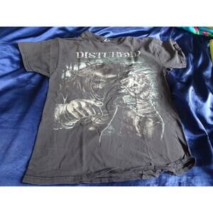 Disturbed 2010 T-Shirt Sz L Distressed Black Rock Band Tee Grunge Goth Skull T